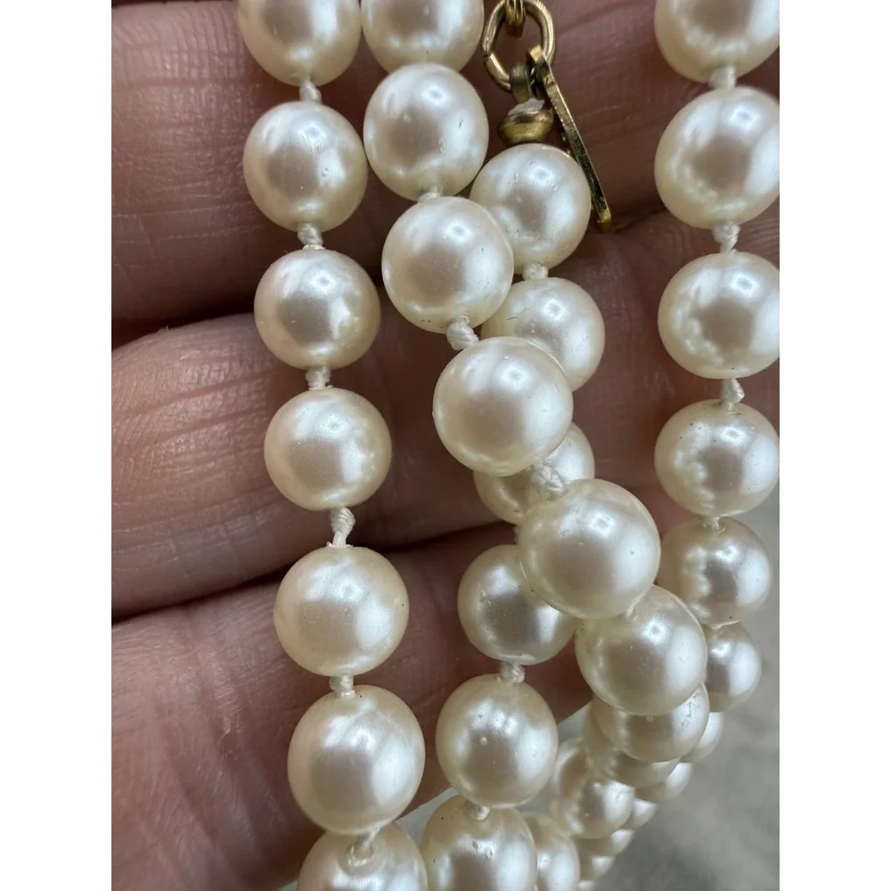 Vintage Napier Necklace Multi Wrap Single Strand Imitation Pearl 30”